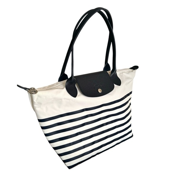 Longchamp Le Pliage Mariniere Striped Tote Shoulder Bag - Picture 4 of 17